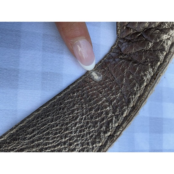 FOSSIL Morgan Traveler Gold  Pebbled Leather Crossbody Shoulder Bag Compartments - Picture 6 of 6